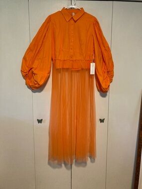 Truth XL NWT Festival long line mesh exaggerated balloon sleeve back cutout HOT